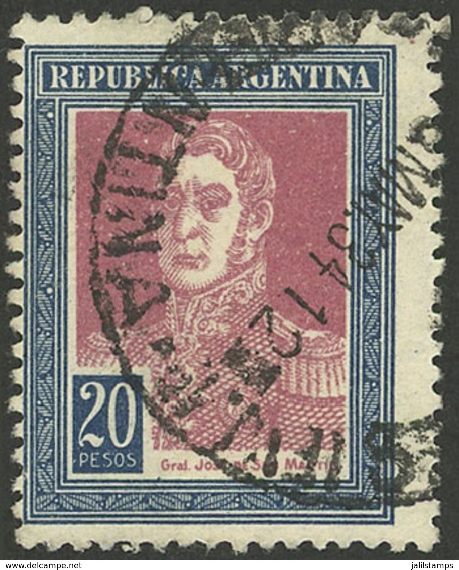 ARGENTINA: GJ.589, 20P. San Martín, Round Sun Wmk, Used, VF Quality - Autres & Non Classés