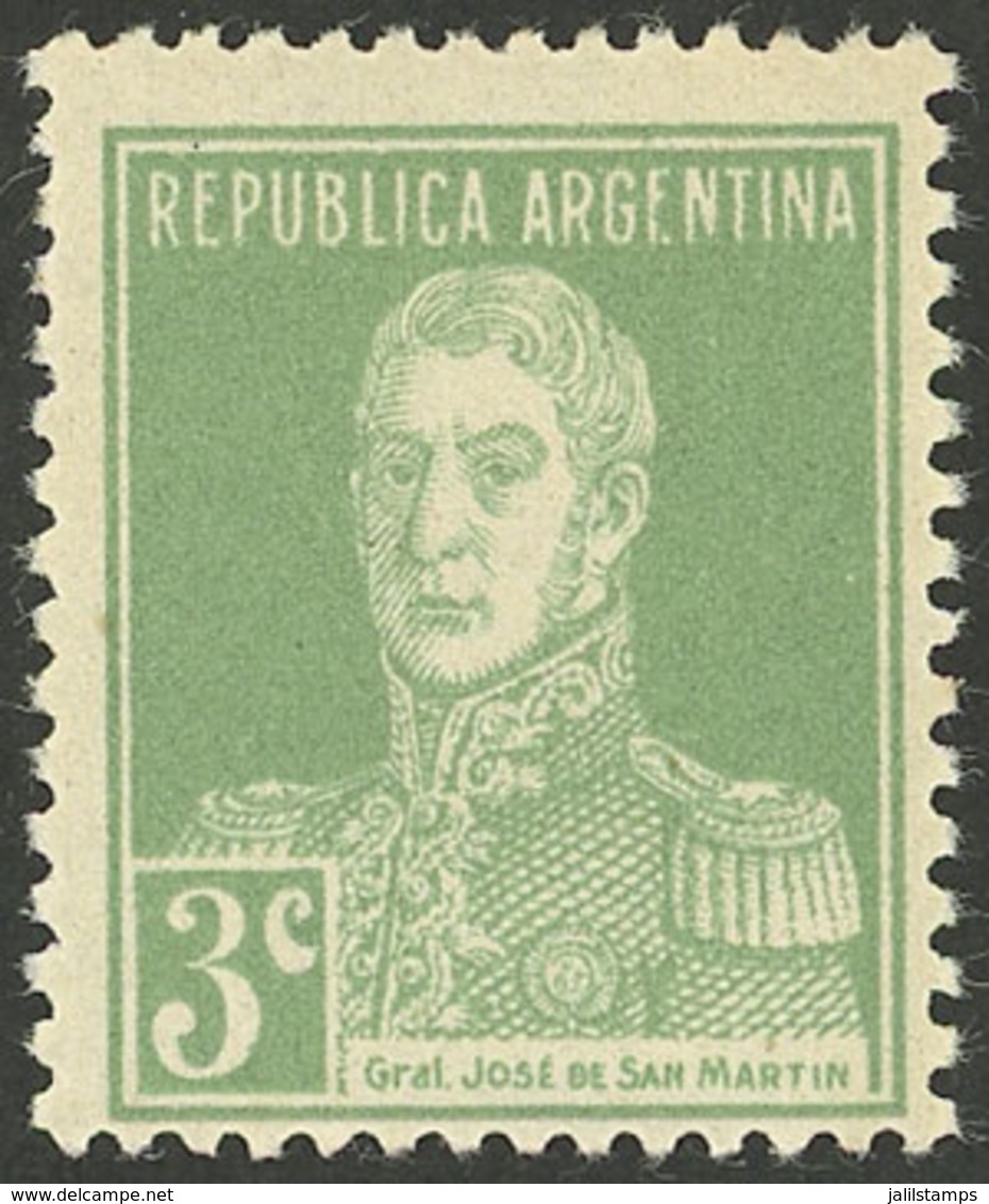 ARGENTINA: GJ.597b, 3c. San Martín W/o Period, With Variety Invisible Watermark, VF - Autres & Non Classés