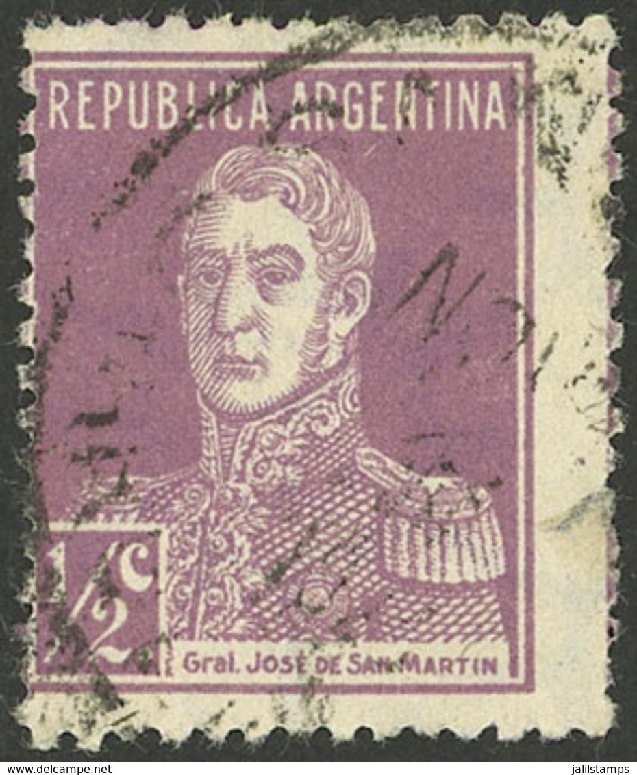 ARGENTINA: GJ.607, ½c. San Martín W/o Period, Perf 13¼, Used, VF Quality, Extremely Rare! - Autres & Non Classés