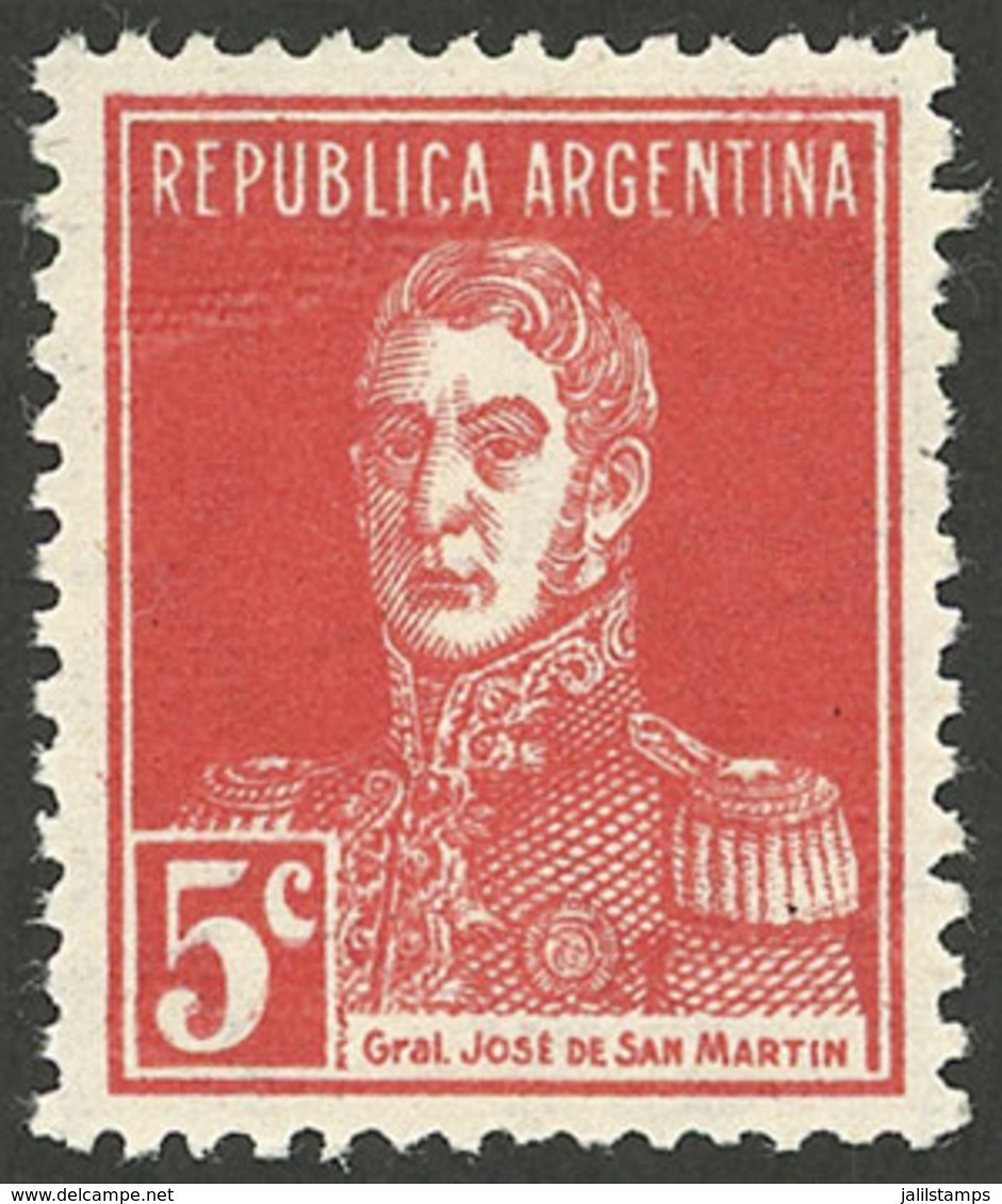 ARGENTINA: GJ.614, 5c. San Martín, On Ribbed Paper, MNH - Autres & Non Classés