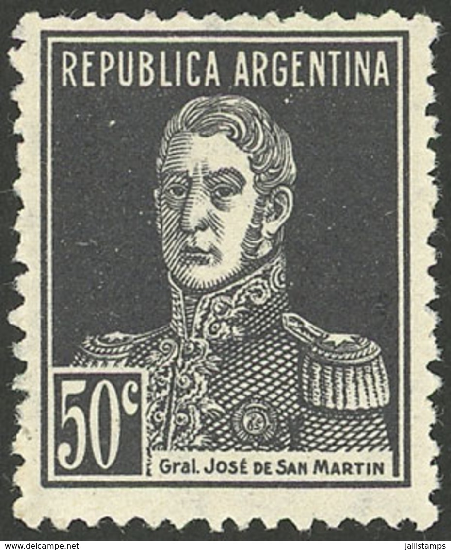 ARGENTINA: GJ.620, 50c. San Martín, On Ribbed Paper, VF Quality - Autres & Non Classés