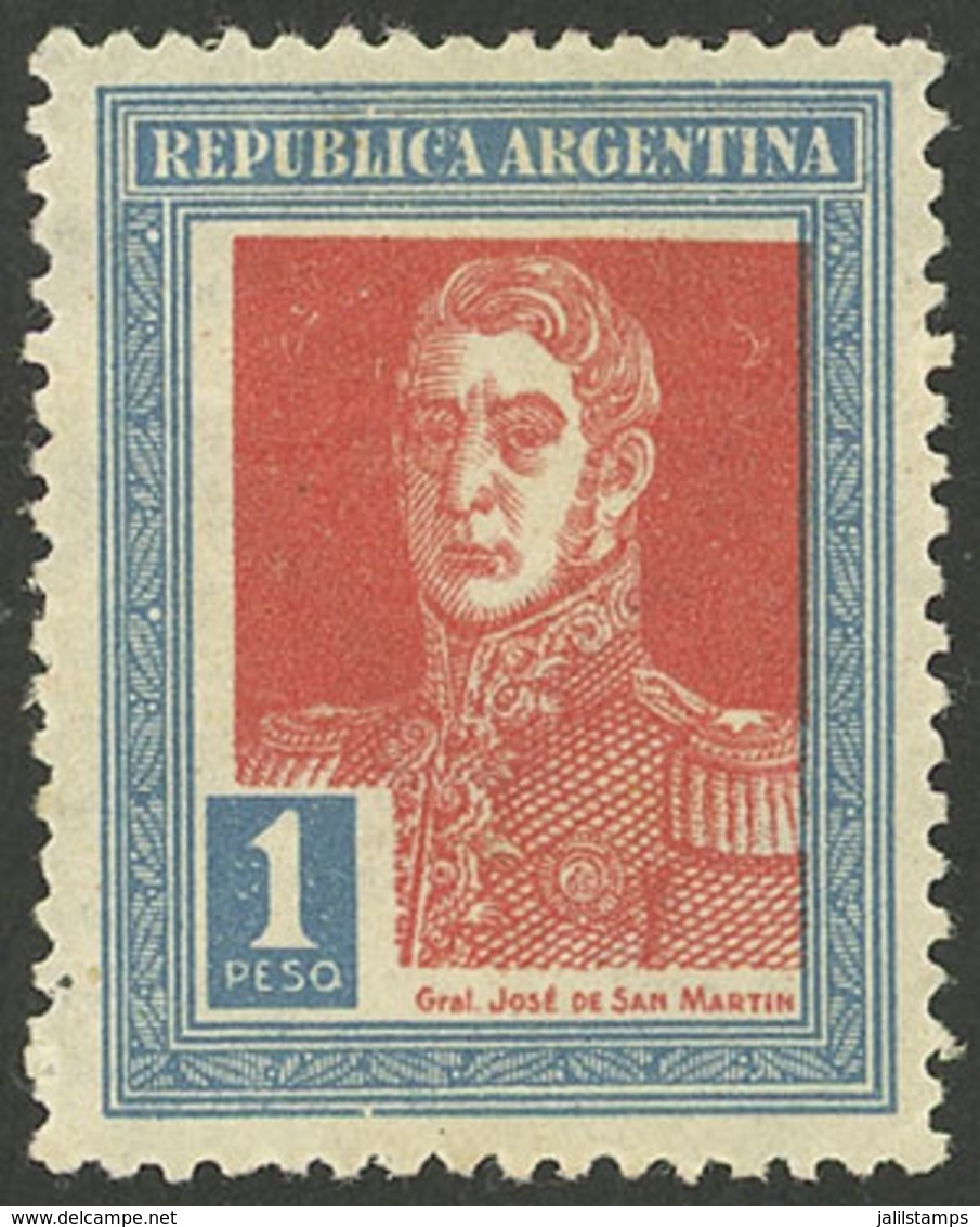 ARGENTINA: GJ.632, 1P. San Martín, AP Watermark, VF - Autres & Non Classés