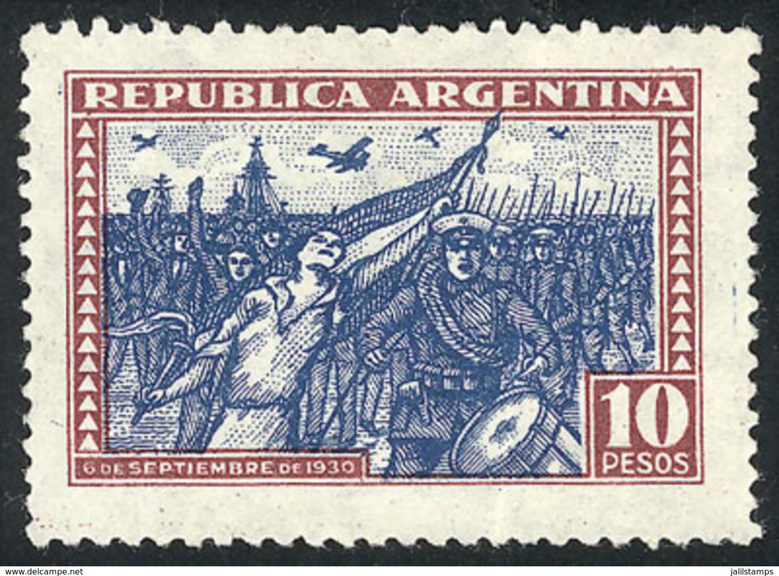 ARGENTINA: GJ.692, 10P. Revolution Of 6 September 1930, Pressed Out Crease, Excellent Front - Autres & Non Classés