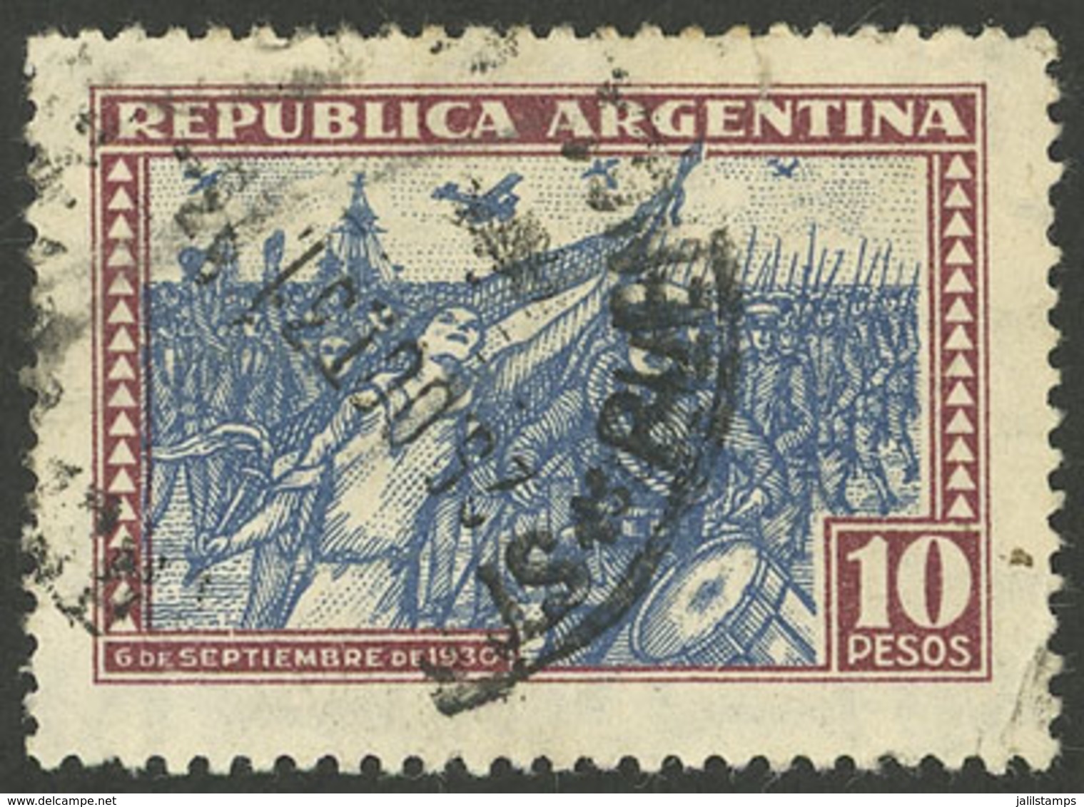 ARGENTINA: GJ.692, 10P. Revolution Of 6 September 1930, Used, With Tiny Corner Crease, VF Appearance - Otros & Sin Clasificación