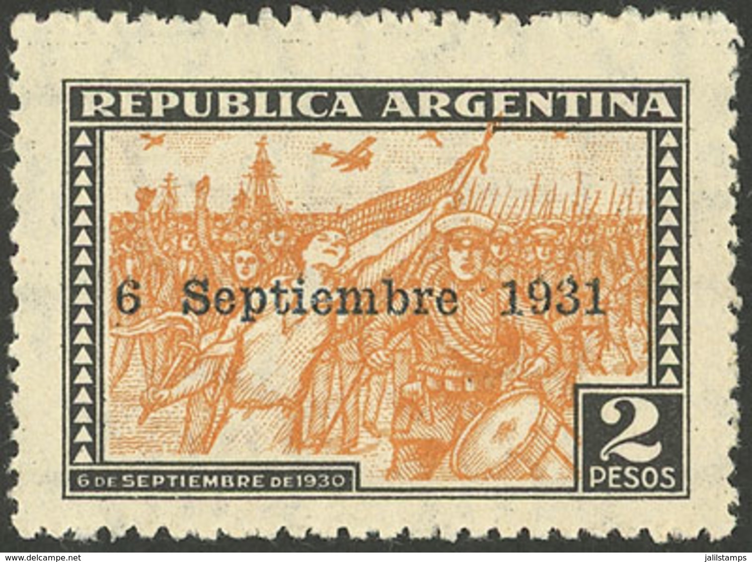 ARGENTINA: GJ.707, 2P. 1st Anniversary Of The 1930 Revolution, With Lightly Crystalized Gum, VF - Autres & Non Classés