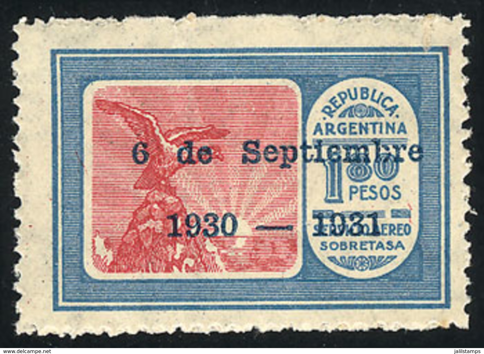 ARGENTINA: GJ.718, Airmail, 1.80P. Overprinted, VF Quality - Autres & Non Classés