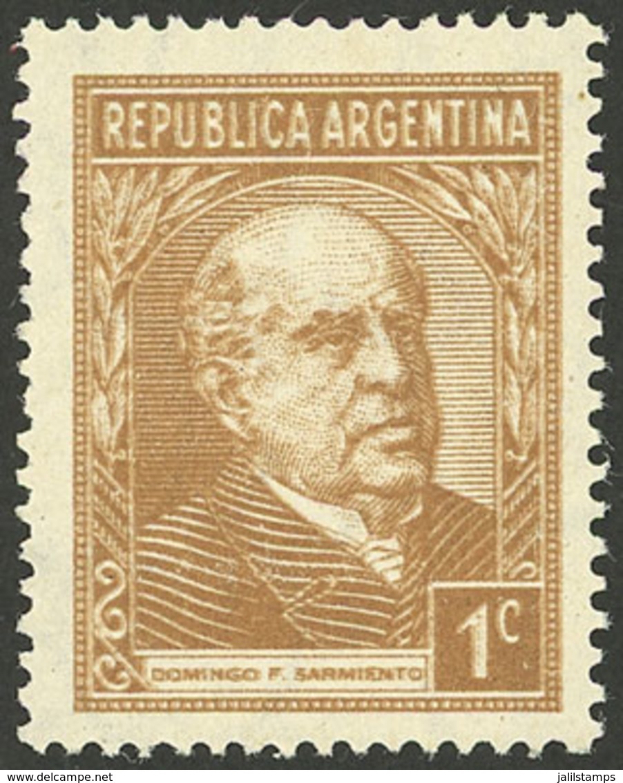 ARGENTINA: GJ.737, 1c. Sarmiento, With Uncatalogued Variety: Double Impression, VF, Very Rare! - Autres & Non Classés