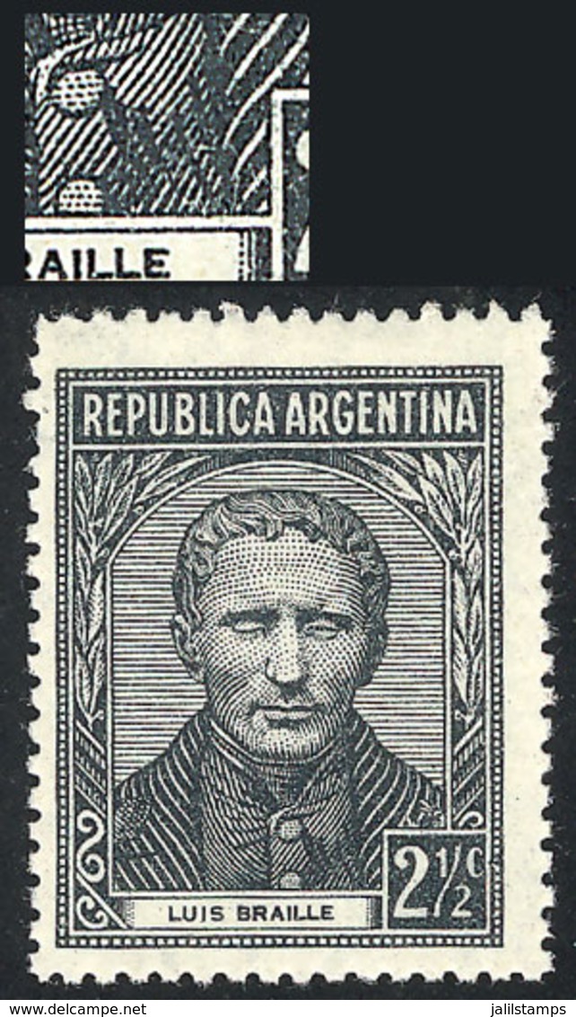 ARGENTINA: GJ.739a, 2½c. Louis Braille, With Variety: Shaded Vest, VF Quality - Autres & Non Classés