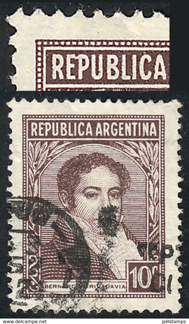 ARGENTINA: GJ.747, 10c. Rivadavia, With Variety: "E" And "P" Of REPUBLICA Joined, Used, VF Quality" - Otros & Sin Clasificación