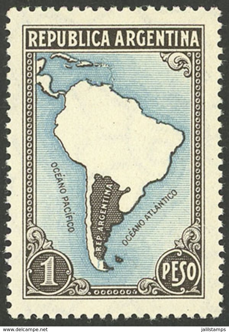 ARGENTINA: GJ.761, 1P. Map Without Borders, Imported Unsurfaced Paper, MNH - Otros & Sin Clasificación