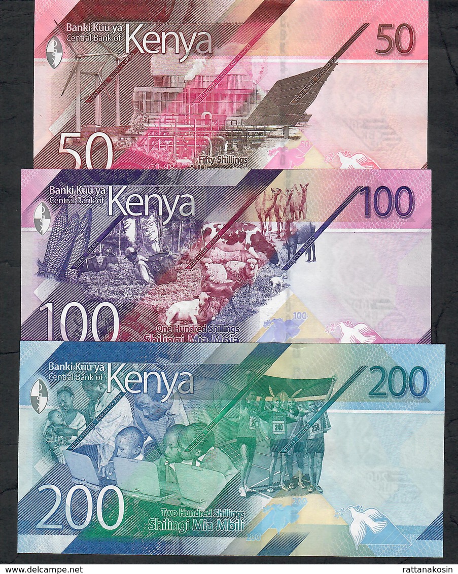 KENYA NLP 50 + 100 + 200  SHILLINGI 2019 #AB UNC. - Kenya