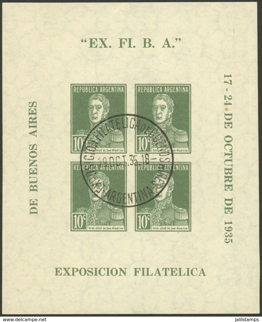 ARGENTINA: GJ.HB 1, "EX.FI.B.A." Philatelic Exhibition, With Commemorative Postmark Of The Expo, VF" - Blocks & Sheetlets