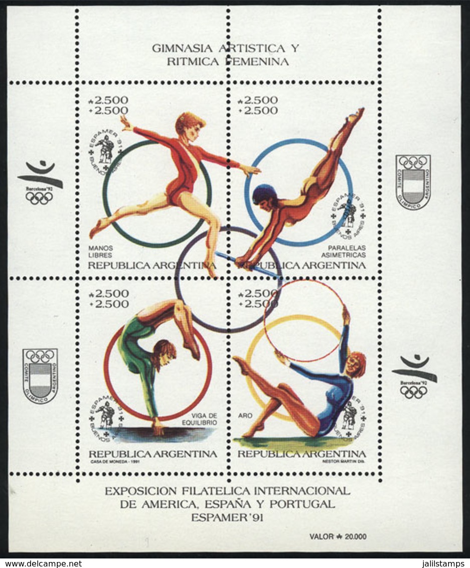 ARGENTINA: GJ.HB 98, ESPAMER '91 - Artistic Gymnastics, VF Quality - Hojas Bloque