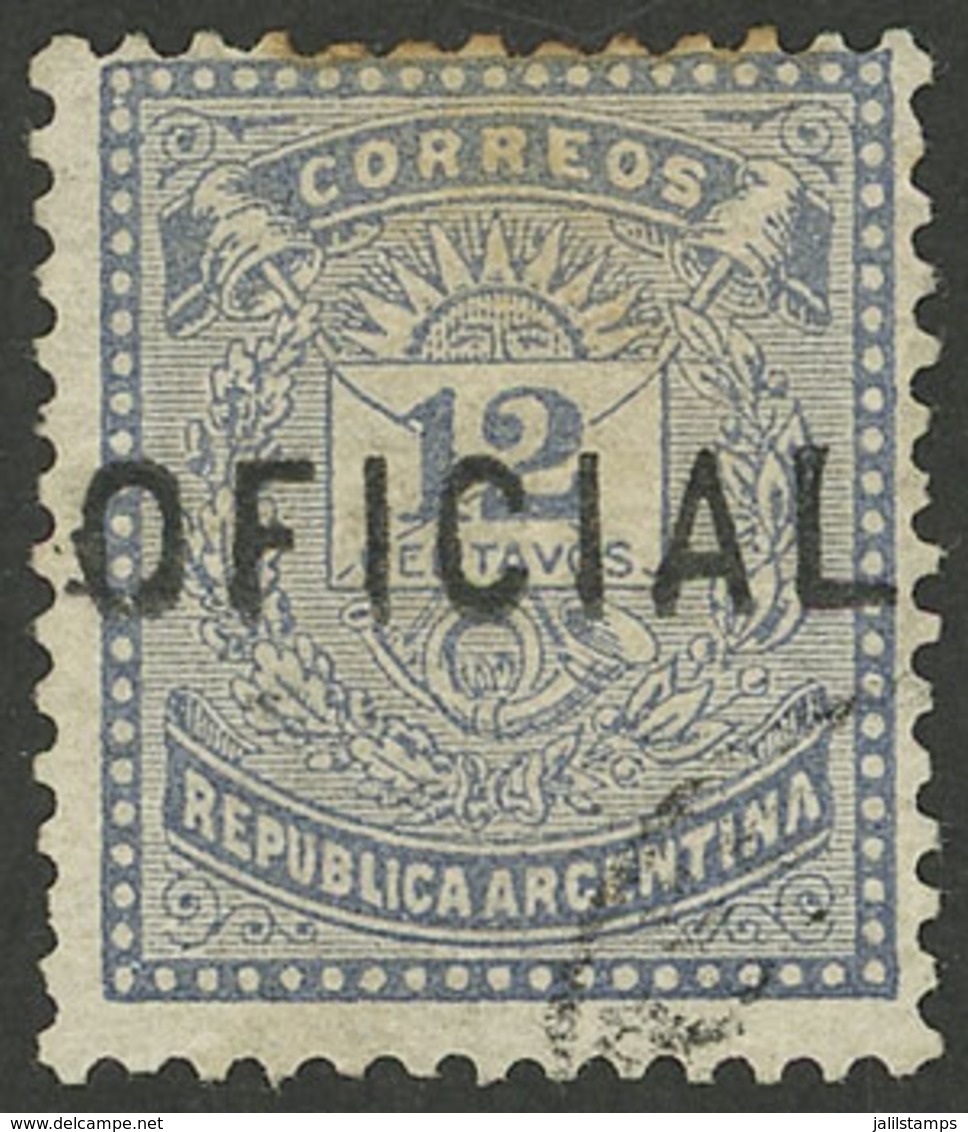 ARGENTINA: GJ.6, 12c. Little Envelope, Horizontal Overprint, Used, VF, Rare! - Servizio