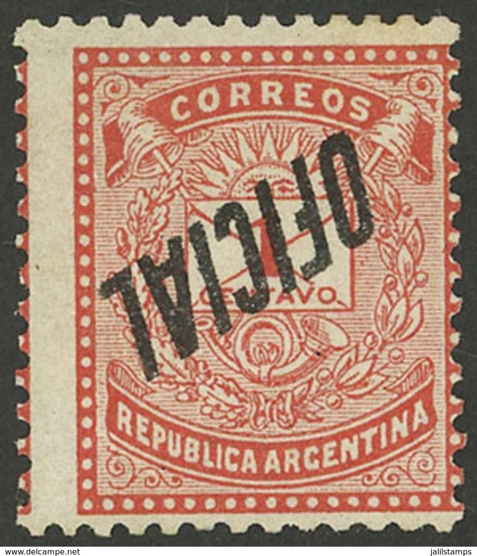 ARGENTINA: GJ.11a, 1c. Little Envelope, Perf 12¼, Inverted Overprint Var., VF Quality, Rare! - Officials