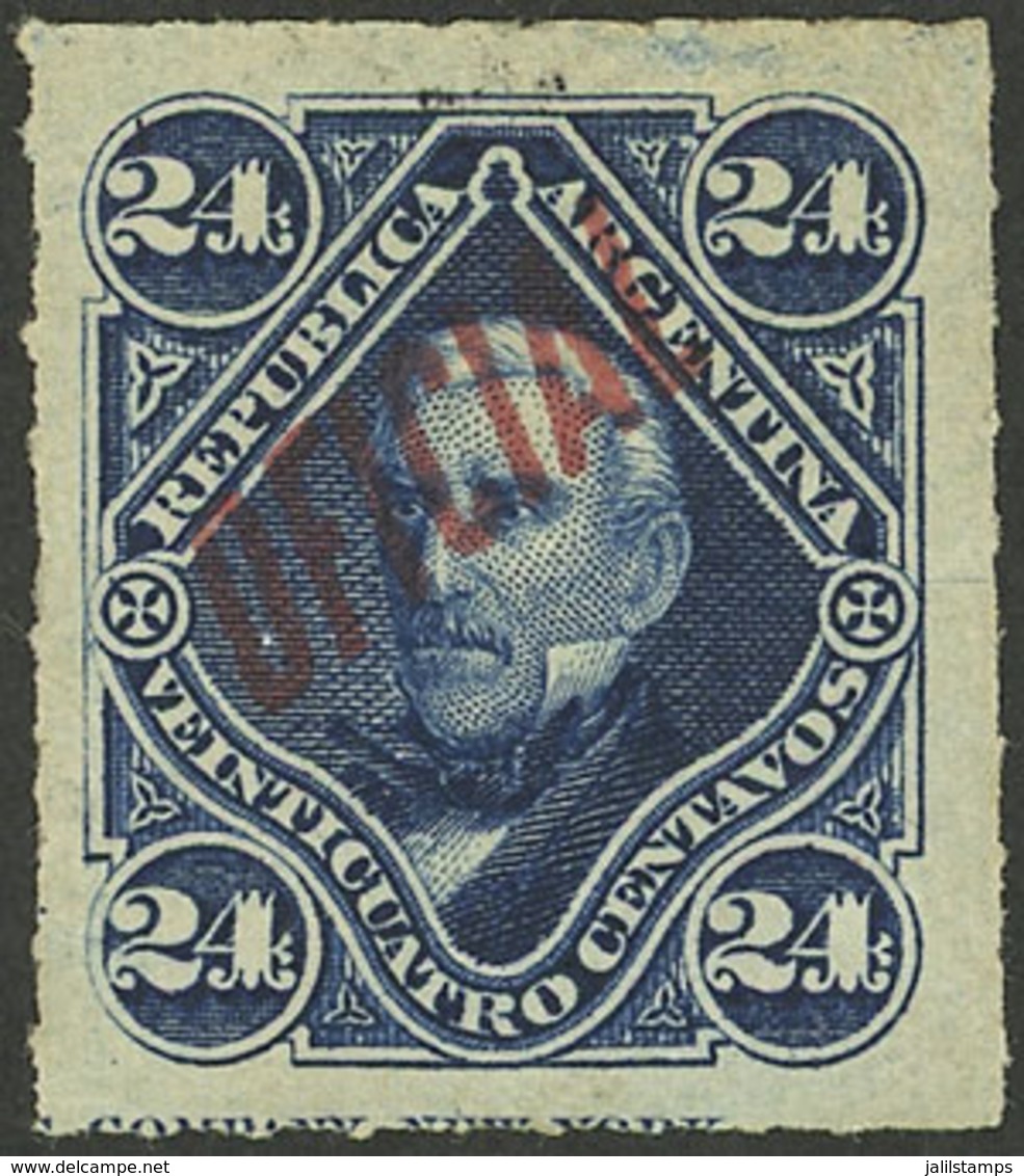 ARGENTINA: GJ.32, 24c. San Martín, Carmine-rose Overprint, VF - Service