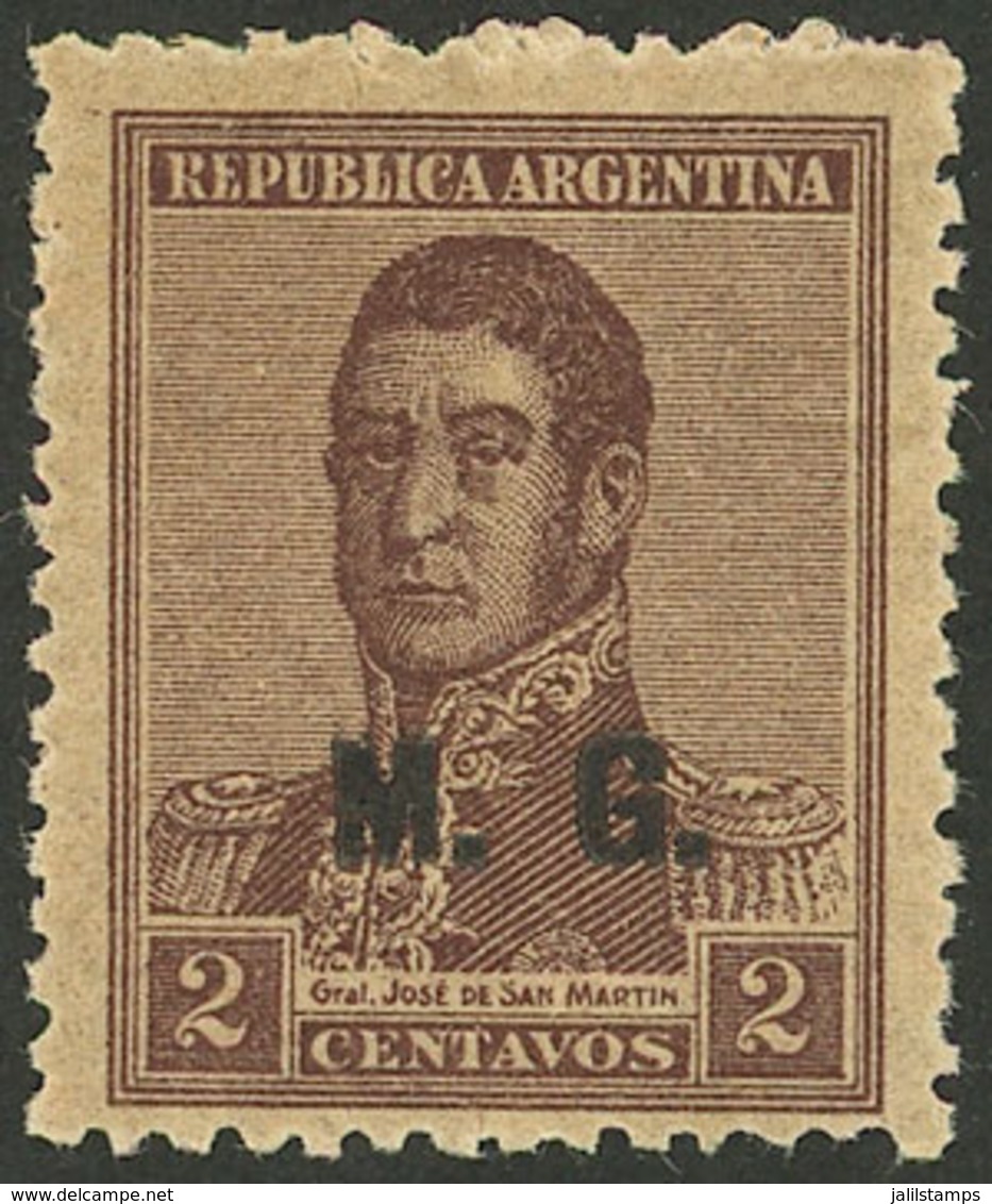 ARGENTINA: GJ.159, 2c. San Martín, "M.G." Ovpt., With Wheatley Bond Wmk, MNH" - Servizio