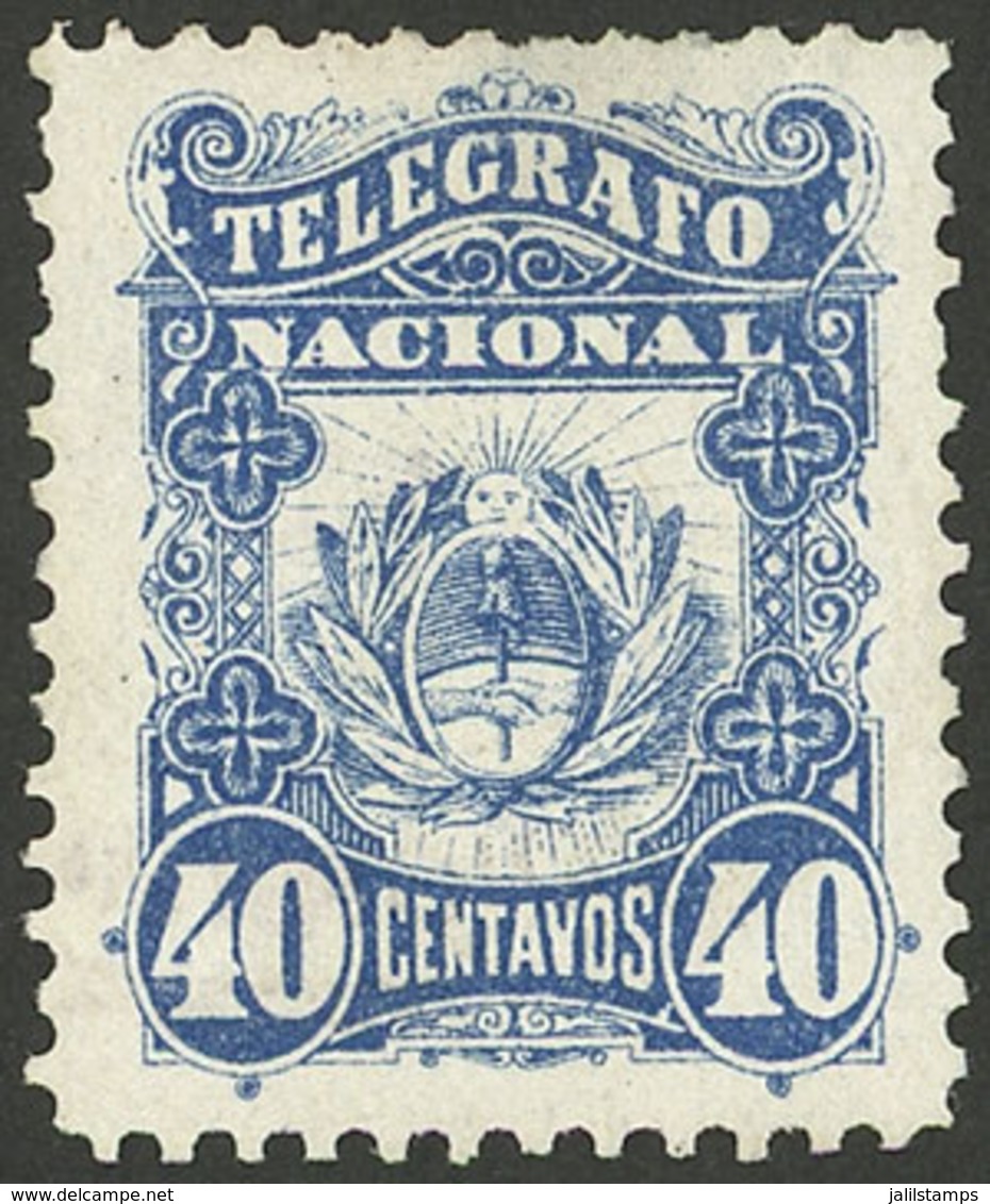 ARGENTINA: GJ.3, 40c. Telégrafo Nacional, Type A, Unused, Without Gum, VF - Télégraphes