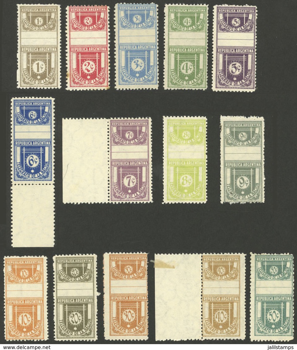 ARGENTINA: GJ.14/27, 1c, 2c (unused, Without Gum), 3c, 4c, 5c, 6c, 7c, 8c, 9c, 10c, 20c, 30c, 40c And 50c. Telégrafo De  - Telegraph