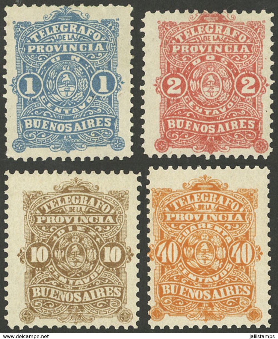 ARGENTINA: GJ.46/9, Telégrafo De La Provincia De Buenos Aires, Cmpl. Set Of 4 Values, VF Quality - Telégrafo