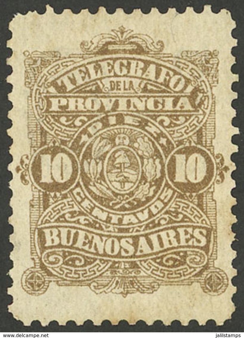 ARGENTINA: GJ.48A, 10c. Telégrafo De La Provincia De Buenos Aires, With Letter Watermark, VF - Telegrafo