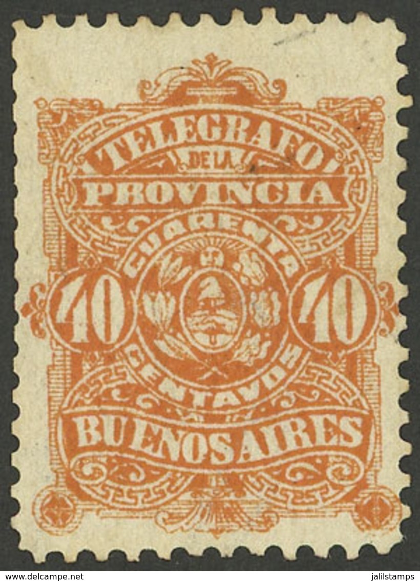 ARGENTINA: GJ.49A, 40c. Telégrafo De La Provincia De Buenos Aires, With Letter Watermark, VF - Telegrafo