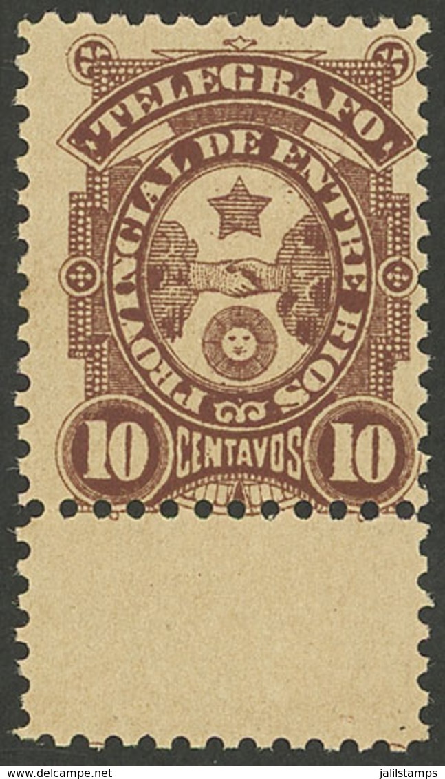 ARGENTINA: GJ.52, 10c. Telégrafo Provincial De Entre Ríos, VF Quality (rare In This Quality!) - Telegraph