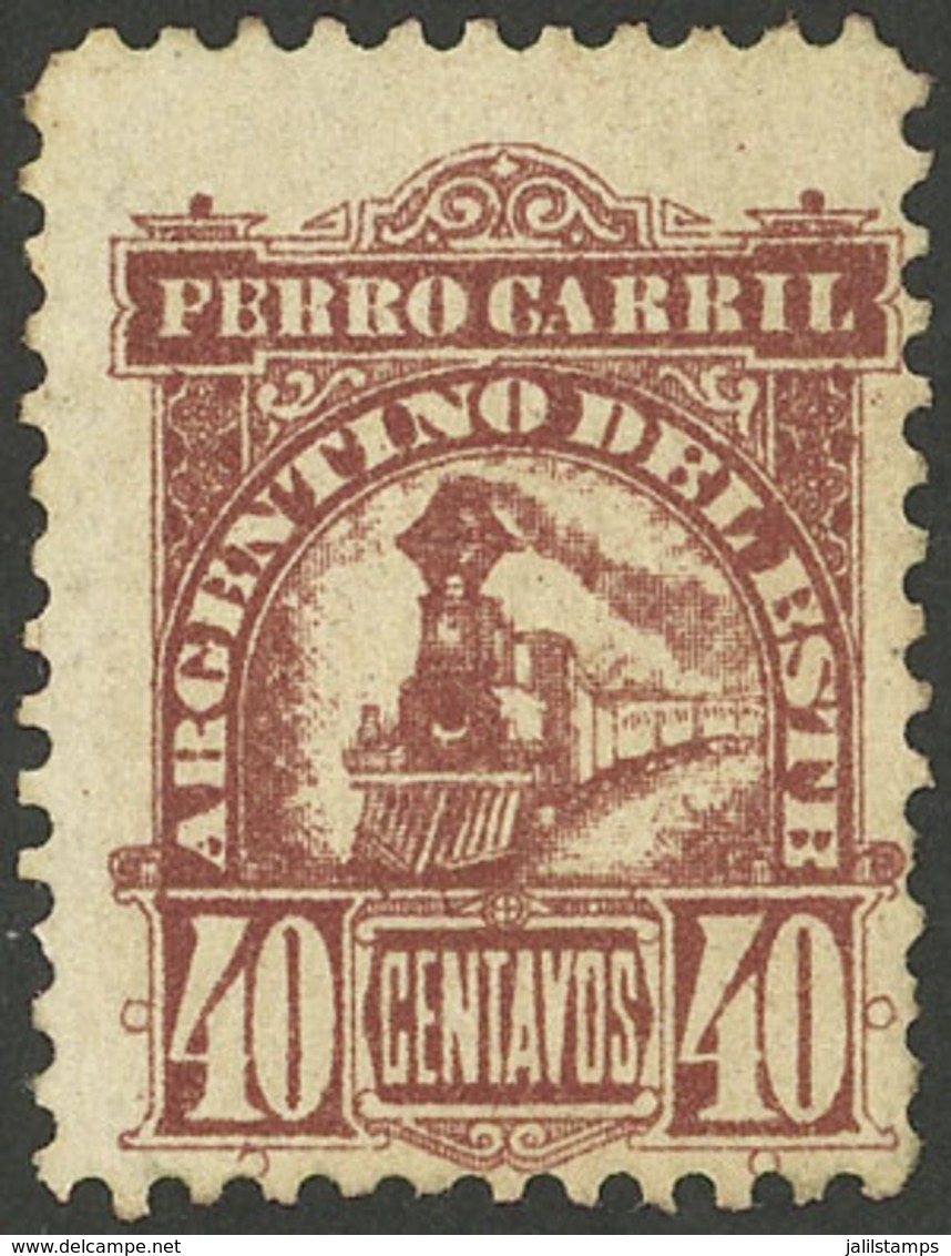 ARGENTINA: GJ.62, 40c. Ferrocarril Argentino Del Este, Unused, Without Gum, VF, Extremely Rare! - Télégraphes