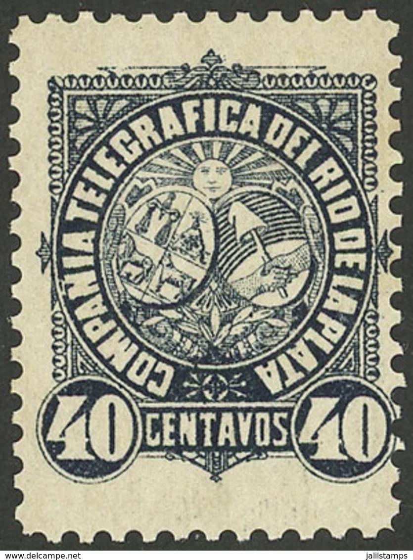 ARGENTINA: GJ.70, 40c. Compañía Telegráfica Del Río De La Plata, VF Quality, Very Rare! - Télégraphes