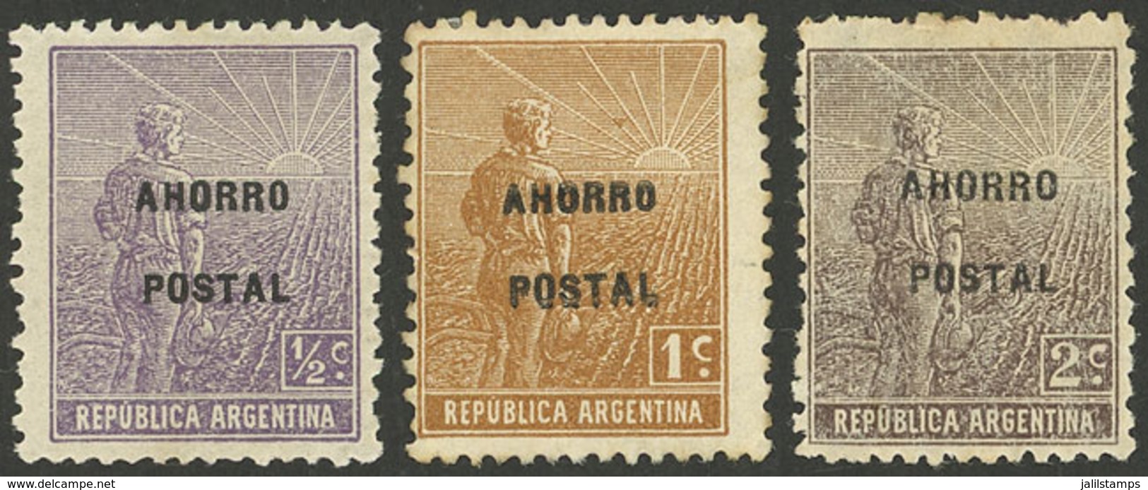 ARGENTINA: GJ.1/3, Ahorro Postal, Cmpl. Set Of 3 Values, VF - Other & Unclassified