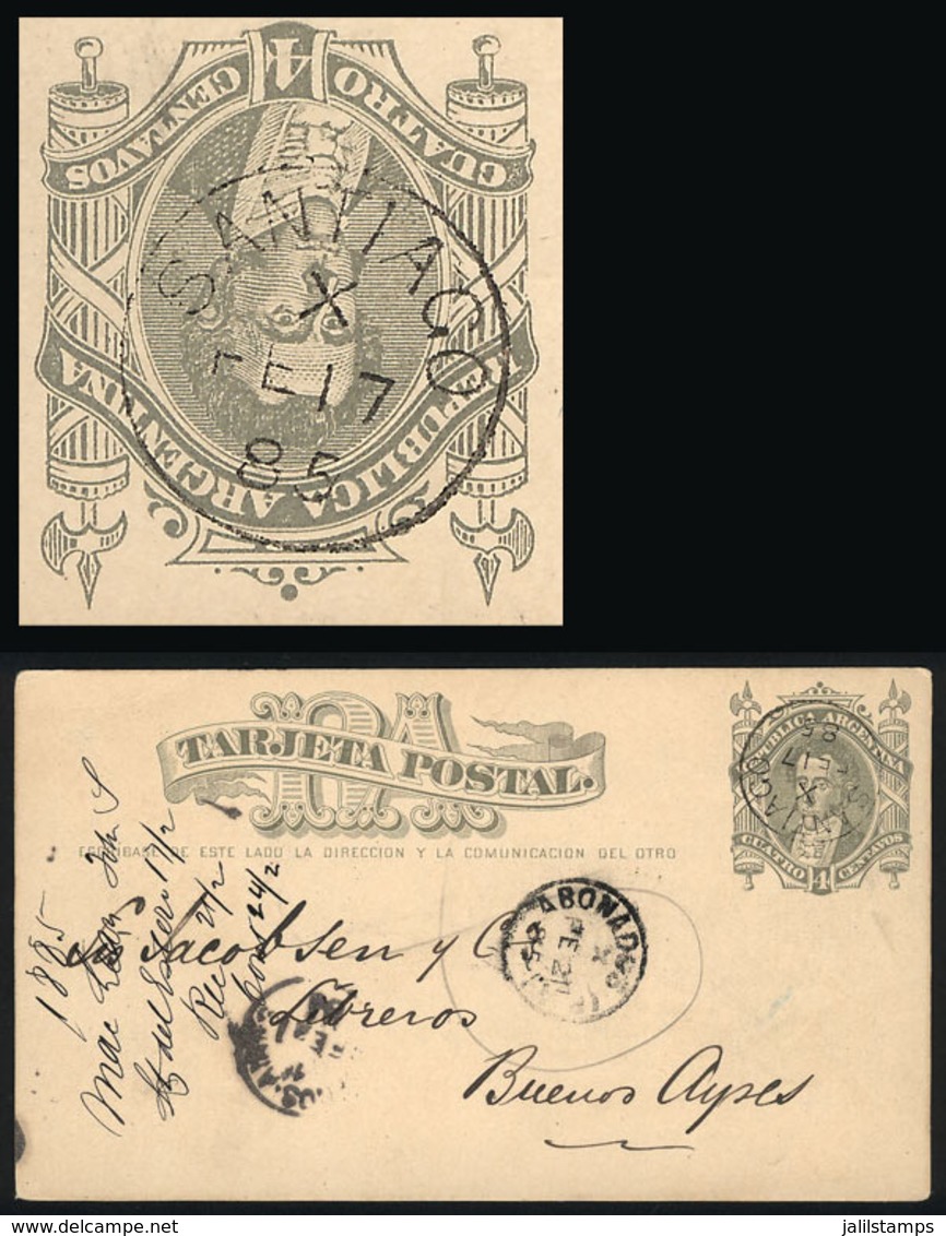 ARGENTINA: 4c. Postal Card Sent To Buenos Aires On 17/FE/1885, With Datestamp Of SANTIAGO DEL ESTERO And Arrival Marks,  - Lettres & Documents