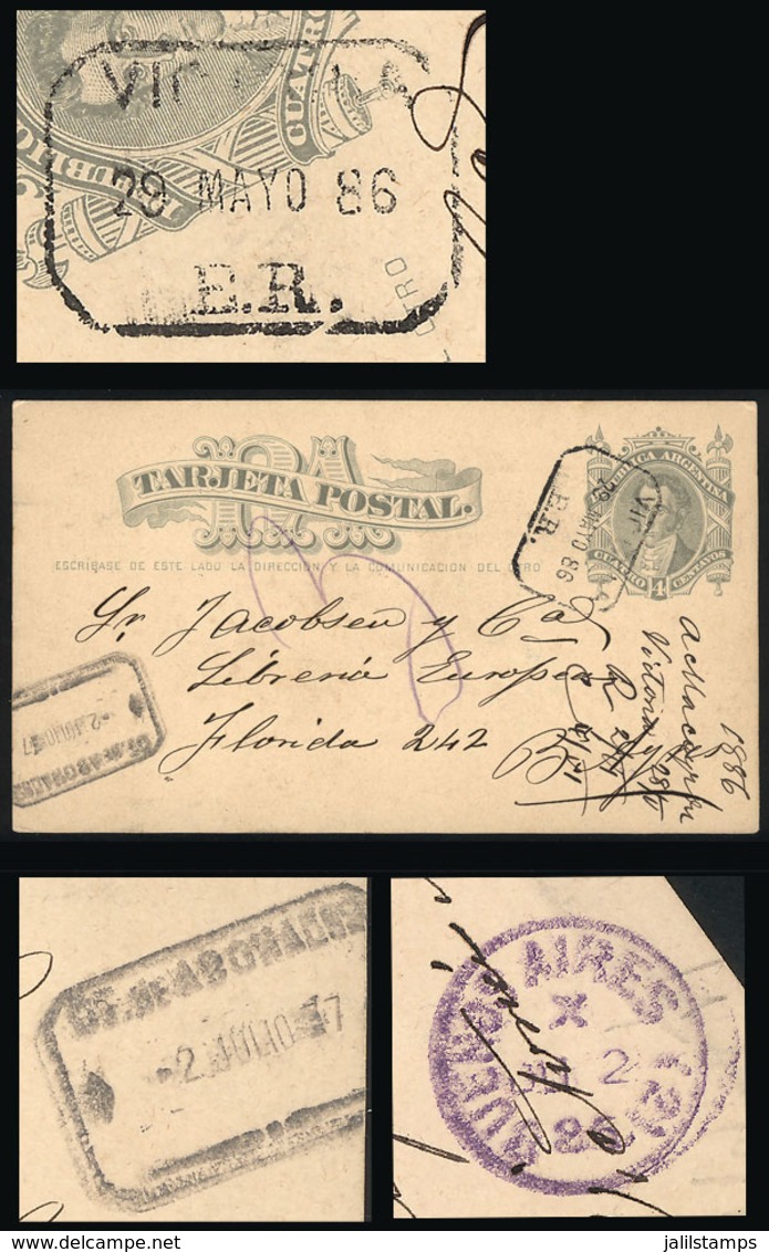 ARGENTINA: 4c. Postal Card Sent To Buenos Aires On 29/MAY/1886, With Rectangular Datestamp Of VICTORIA (Entre Rios) And  - Storia Postale