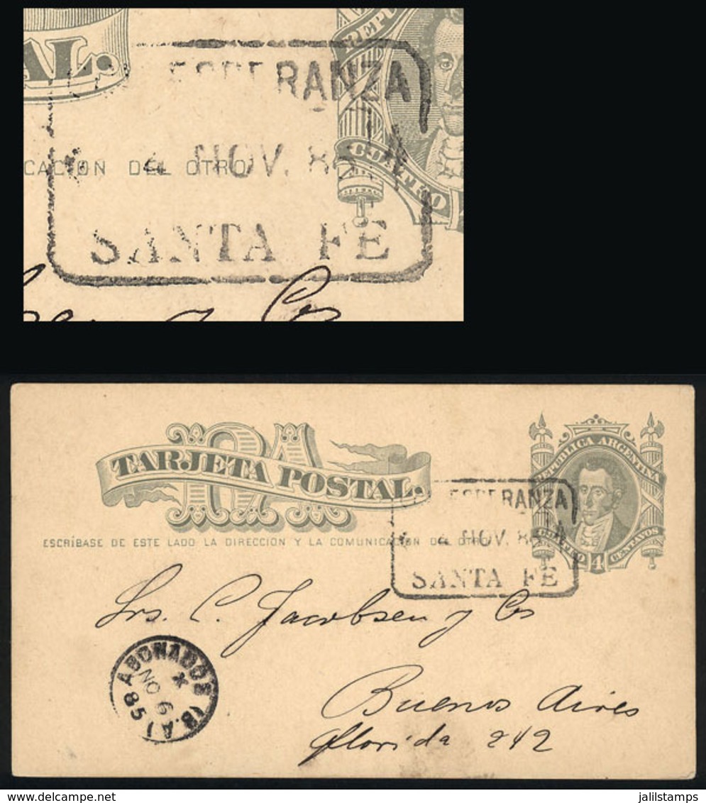 ARGENTINA: 4c. Postal Card Sent To Buenos Aires On 4/NO/1886, With Rectangular Datestamp Of ESPERANZA (Santa Fe) And Arr - Cartas & Documentos