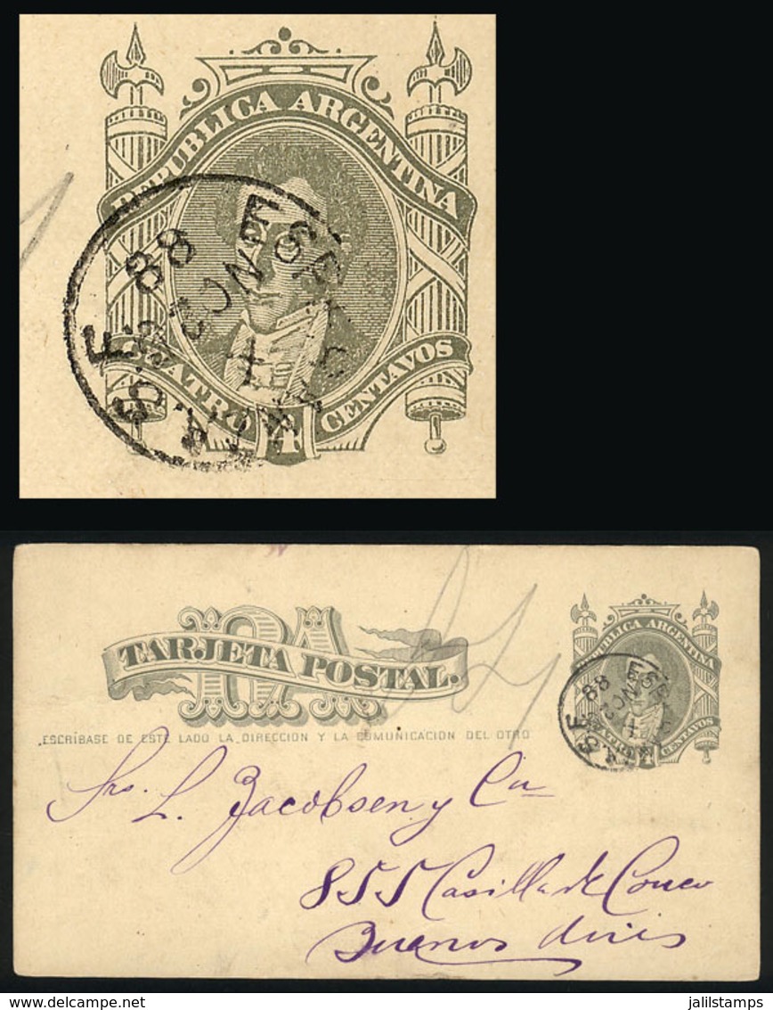 ARGENTINA: 4c. Postal Card Sent To Buenos Aires In NO/1888, With Datestamp Of ESPERANZA (Santa Fe) And Arrival Marks, VF - Storia Postale