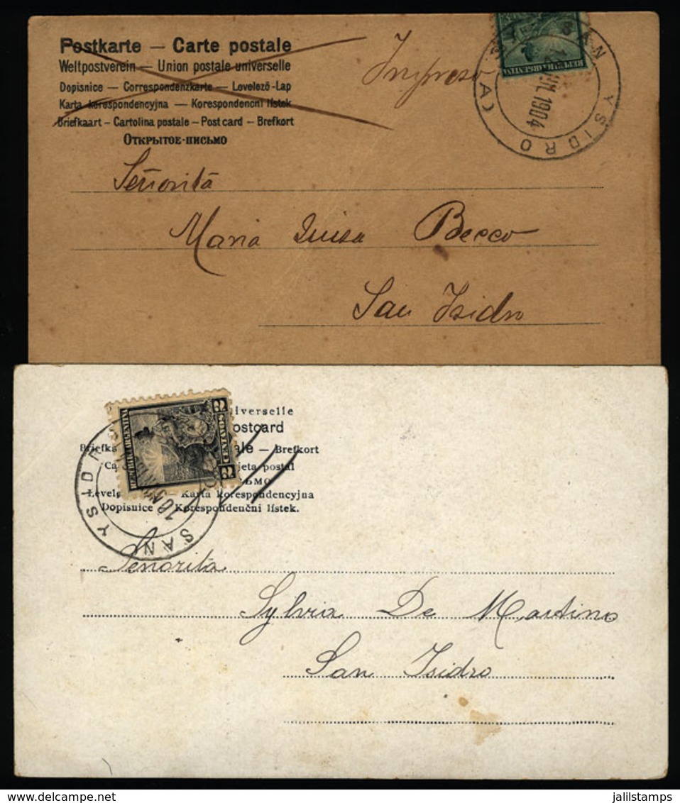 ARGENTINA: 2 Illustrated Postcards Mailed On 12/JUL And 10/NO/1904 With Postmark Of "SAN YSIDRO", VF Quality" - Lettres & Documents