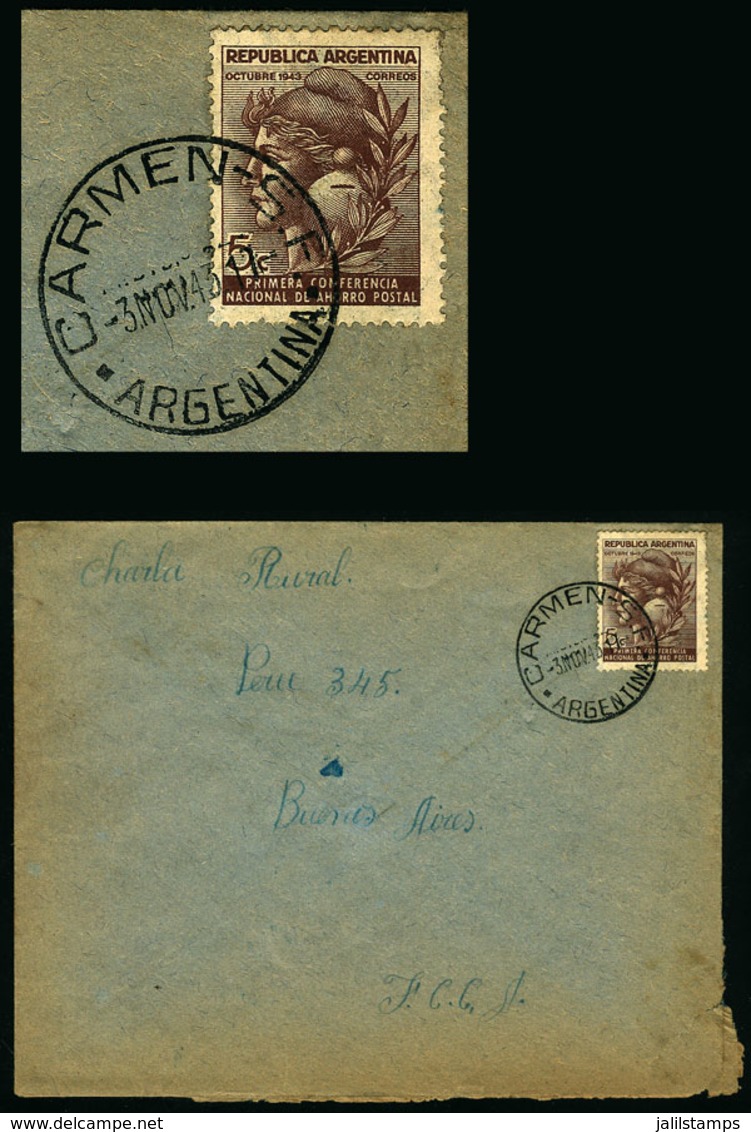 ARGENTINA: Cover Sent From CARMEN (Santa Fe) To Buenos Aires On 3/NO/1943. - Storia Postale