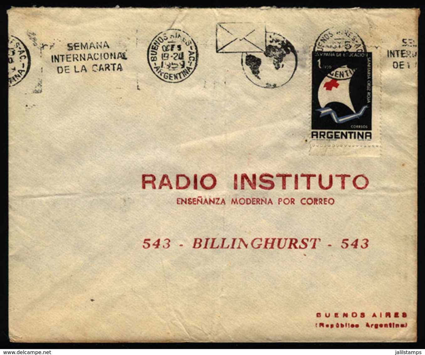 ARGENTINA: Cover Used In Buenos Aires On 5/OC/1959, With Slogan Cancel "International Letter Week" (topics: Letter, Mail - Covers & Documents