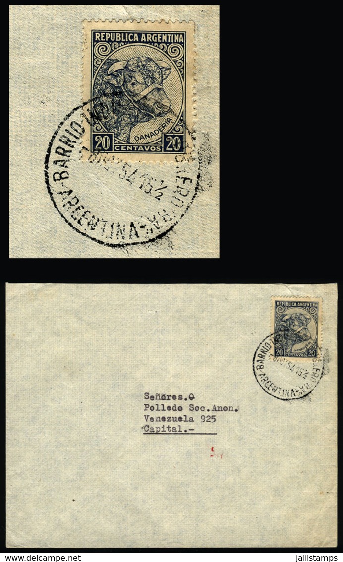 ARGENTINA: Cover Sent To Buenos Aires On 8/OC/1954 With Postmark Of "BARRIO INDUSTRIAL Y OBRERO" (Buenos Aires), VF Qual - Cartas & Documentos