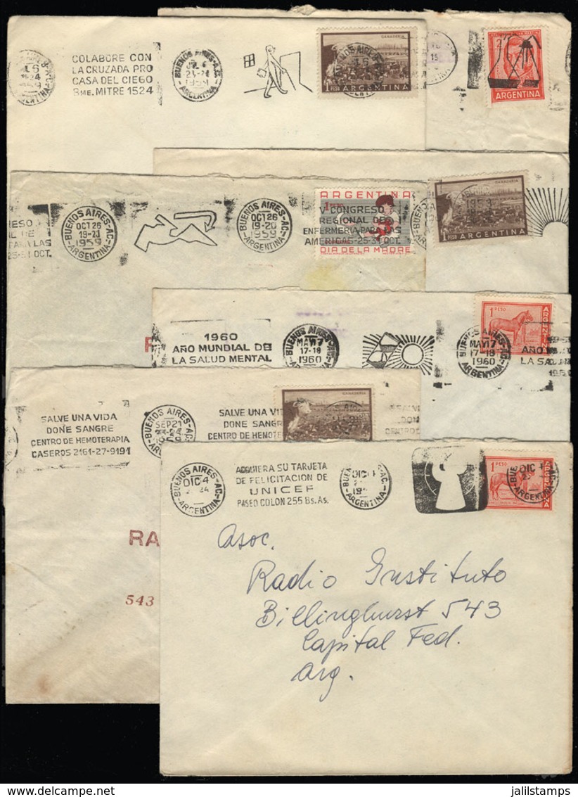 ARGENTINA: 7 Covers Posted In 1959 And 1960 With Slogan Cancels Topics Health, Medicine Etc., VF Quality - Cartas & Documentos