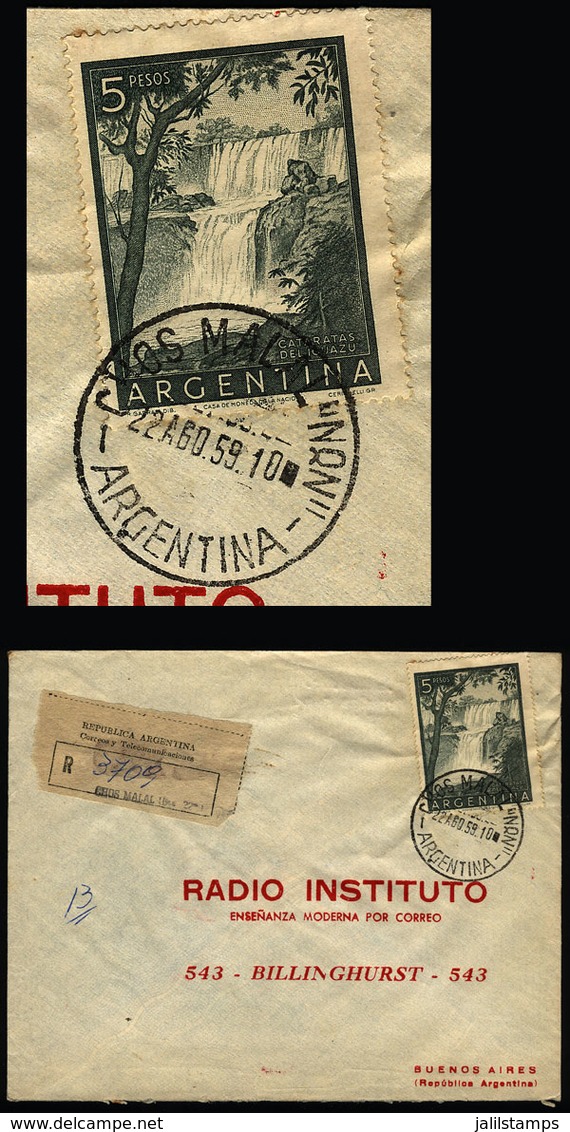 ARGENTINA: Registered Cover Sent From CHOS MALAL (Neuquén) To Buenos Aires On 22/AU/1959, Franked With $5 Iguzú Falls, V - Storia Postale