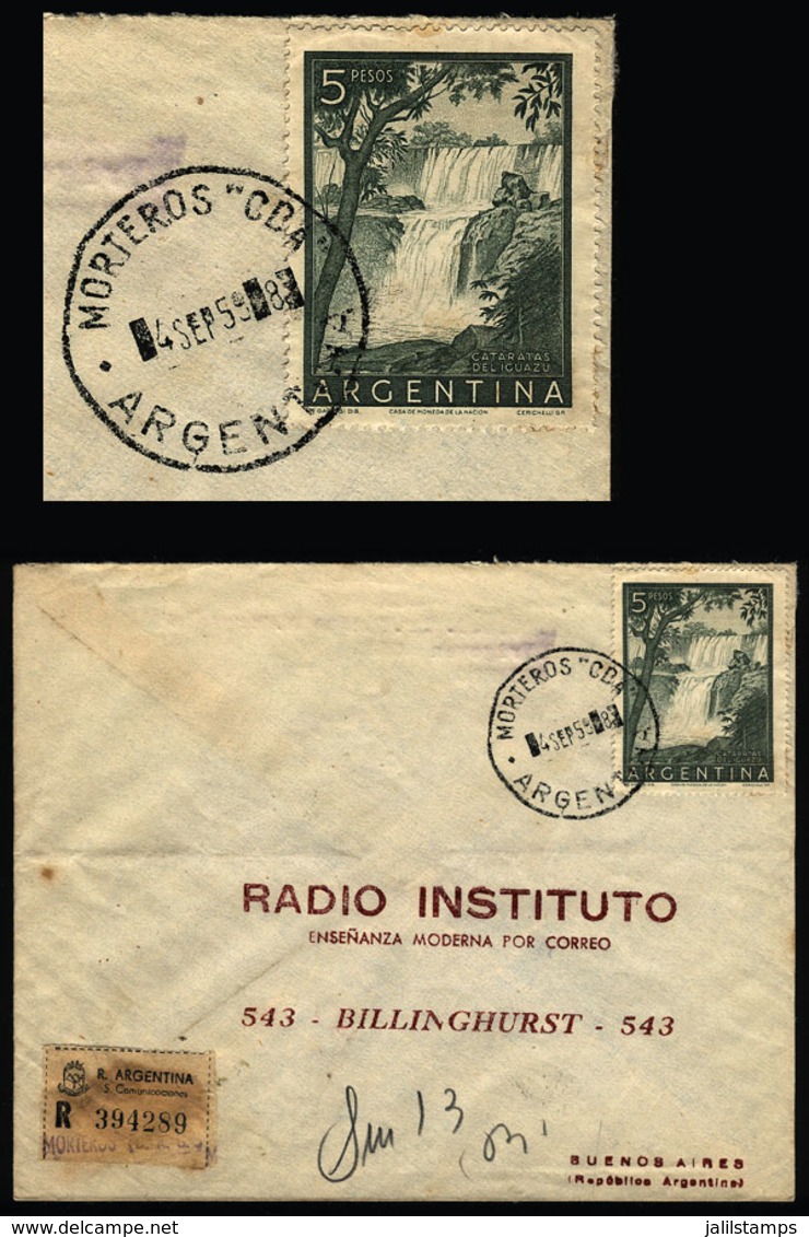 ARGENTINA: Cover Sent From MORTEROS (Córdoba) To Buenos Aires On 4/SE/1959, Franked With $5 Iguazú Falls, VF Quality - Storia Postale