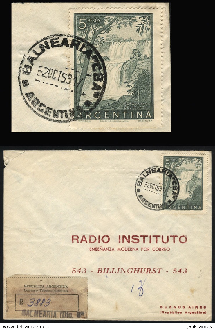ARGENTINA: Registered Cover Sent From BALNEARIA (Córdoba) To Buenos Aires On 2/OC/1959, Franked With 5$ Iguazú Falls - Covers & Documents
