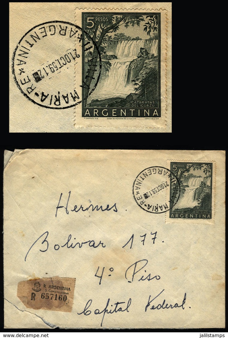 ARGENTINA: Cover Sent From VILLA MARÍA (Córdoba) To Buenos Aires On 21/OC/1959, Franked With $5 Iguazú Falls - Covers & Documents