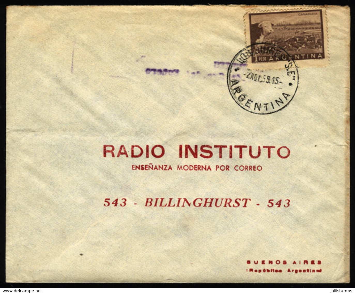 ARGENTINA: Cover Sent From "LOS JURIES" (Santiago Del Estero) To Buenos Aires On 2/NO/1959, VF Quality" - Lettres & Documents