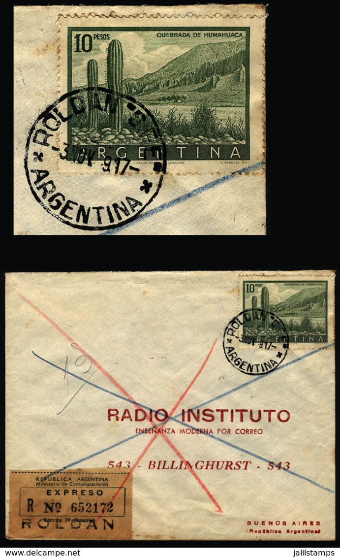 ARGENTINA: Express Cover Sent From ROLDAN (Santa Fe) To Buenos Aires On 3/NO/1959, Franked With 10P. Humahuaca, VF Quali - Storia Postale