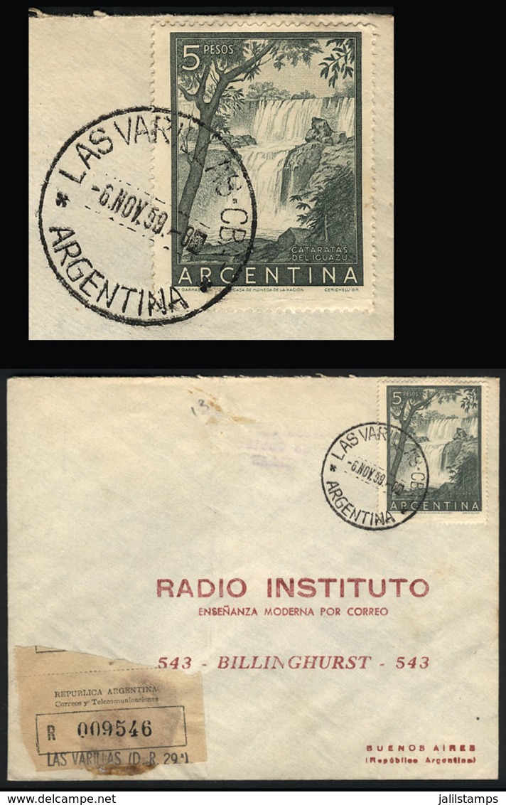 ARGENTINA: Registered Cover Sent From LAS VARILLAS (Córdoba) To Buenos Aires On 6/NO/1959, Franked With $5 Iguazú Falls, - Storia Postale