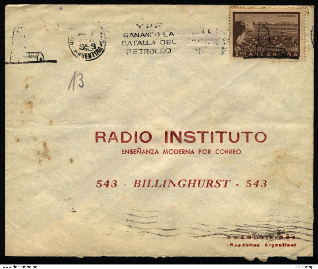 ARGENTINA: Cover Used In Buenos Aires On 7/DE/1959, With Slogan Cancel "YPF - Winning The Battle For Petroleum" (topics: - Lettres & Documents