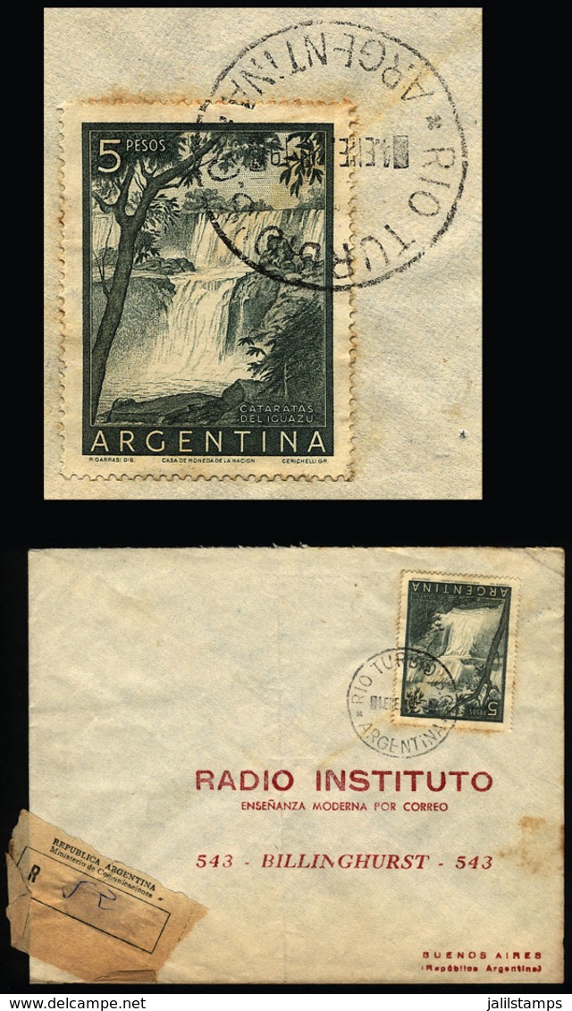 ARGENTINA: Registered Cover Sent From RIO TURBIO (Santa Cruz) To Buenos Aires On 4/JA/1960, Franked With $5 Iguazú Falls - Storia Postale