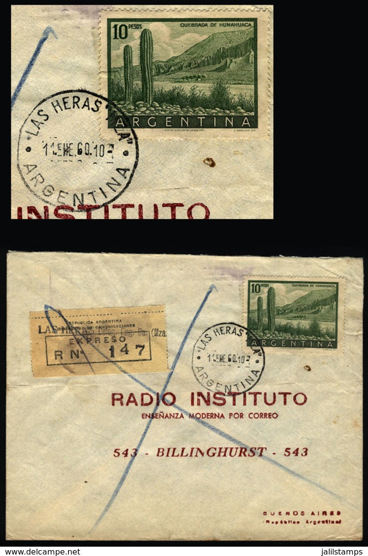 ARGENTINA: Express Cover Sent From LAS HERAS (Mendoza) To Buenos Aires On 1/JA/1960, Franked With 10P. Humahuaca, VF Qua - Covers & Documents