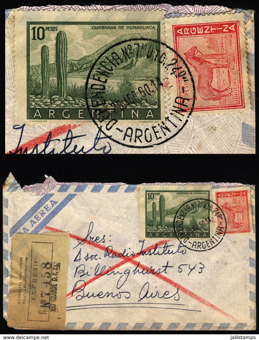 ARGENTINA: Espress Airmail Cover Sent From Río Grande (Tierra Del Fuego) To Buenos Aires On 25/AP/1960, Cancelled "DEPEN - Cartas & Documentos